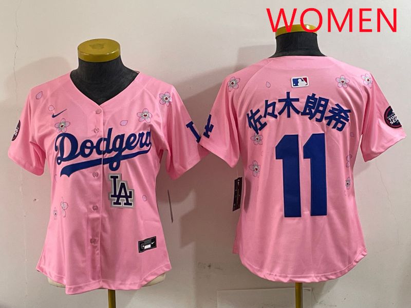 Women Los Angeles Dodgers #11 R.Sasaki Pink Sakura Edition 2025 Nike MLB Jersey style 1->women mlb jersey->Women Jersey